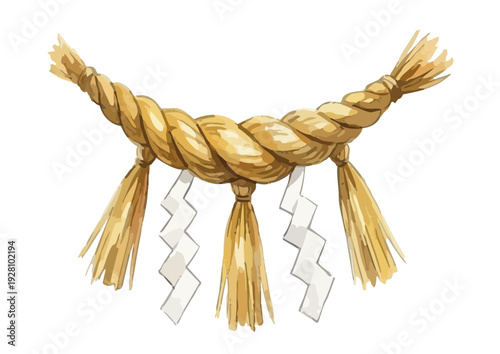 Watercolor Shimenawa Illustration / 水彩のしめ縄のイラスト