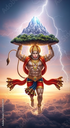 Happy Hanuman Jayanti Golden Illustration Design