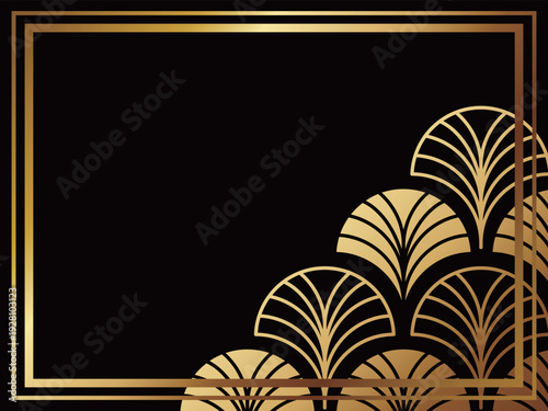 高級感のあるアールデコ背景　ブラック＆ゴールド