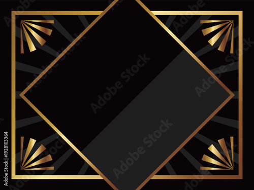 高級感のあるアールデコ背景　ブラック＆ゴールド