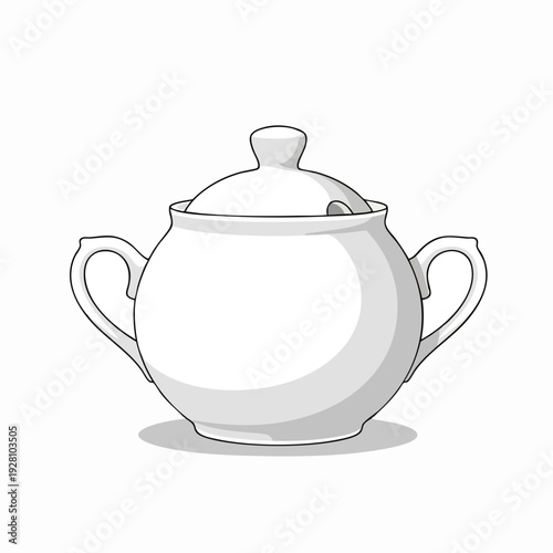 Elegant white porcelain sugar bowl with lid and handles classic kitchen serving dish decorative tableware for tea or coffee service