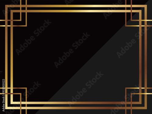 高級感のあるアールデコ背景　ブラック＆ゴールド