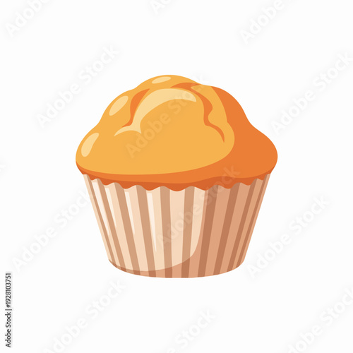 Delicious golden muffin in paper cup a sweet treat perfect for breakfast or dessert presented as a colorful vector illustration