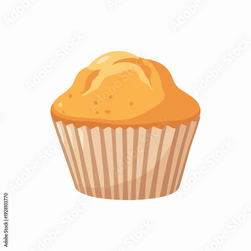 Delicious golden muffin in paper cup freshly baked treat cartoon style illustration single serving dessert sweet baked good confectionery delight