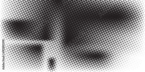 Halftone circle sphere dots black pattern background. Circular gradient, pop comic texture, round abstract geometric spots for design.