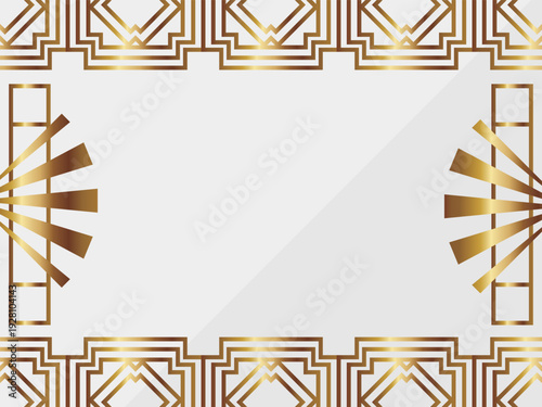 高級感のあるアールデコ背景　ホワイト＆ゴールド