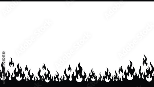 Black fire flames border isolated on transparent background vector illustration decorative element