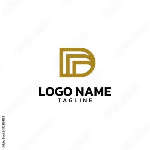 Golden Abstract D E Letter Logo