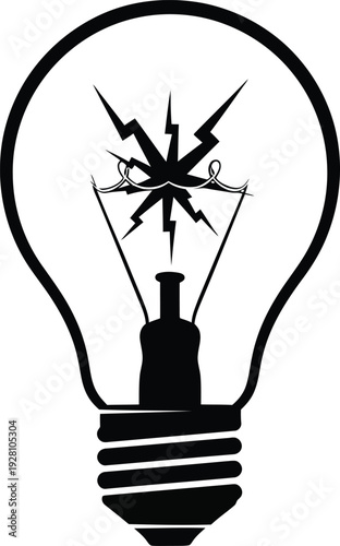 A classic lightbulb shape with an abstract idea spark emanating from its filament silhouette, a clean white background