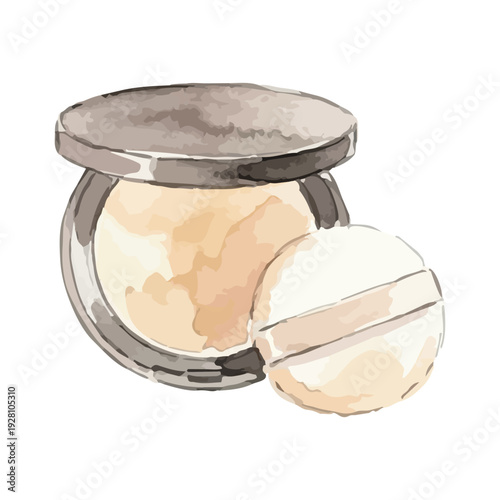 Watercolor Face Powder Illustration / 水彩のフェイスパウダーのイラスト