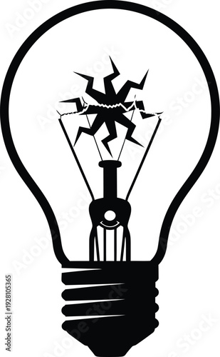 A classic lightbulb shape with an abstract idea spark emanating from its filament silhouette, a clean white background