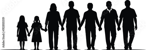 Family Holding Hands Silhouette - Unity, Love, Togetherness, Parenthood