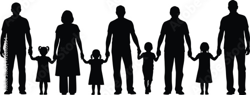 Family Holding Hands Silhouette - Unity, Love, Togetherness, Parenthood