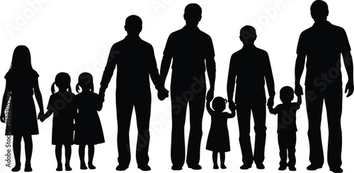 Family Holding Hands Silhouette - Unity, Love, Togetherness, Parenthood