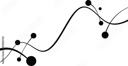 Black Abstract Molecular Structure on White Background