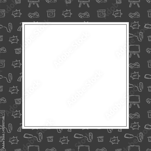Hand drawn artist tool square frame background