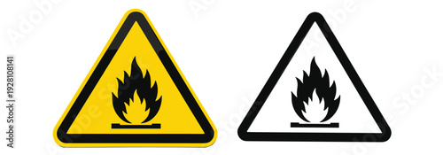 Warning sign for flammable material. fire hazard safety symbol. vector illustration on transparent background