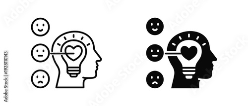 Emotional Intelligence icon set with style outline and solid. vector simple elements for design and presentation.