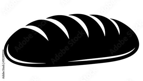 Black and white loaf bread silhouette icon isolated on a white background