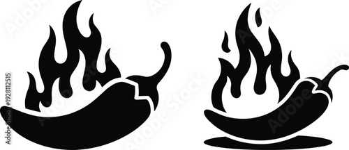 A pair of fiery chili peppers on a white background.