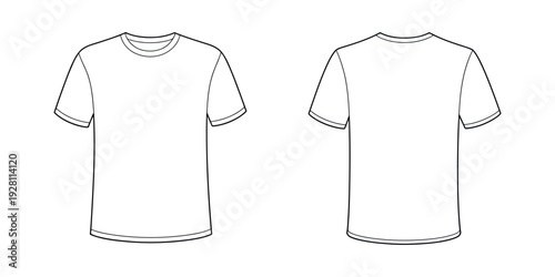 T-shirt mock up line template vector for apparel design