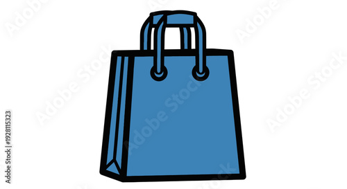 Blue Shopping Bag with Handles Illustration.
