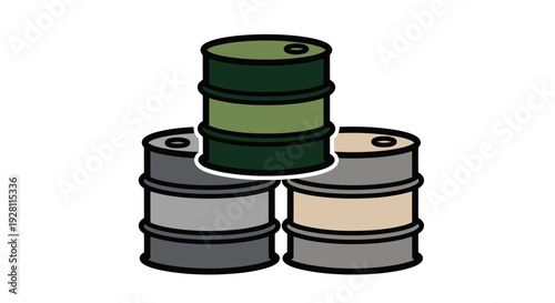 Stack of Oil Barrels in Various Colors.