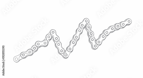 Metal Chain Links Closeup Isolated White Background.