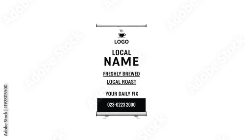 Modern coffee shop advertisement with local branding