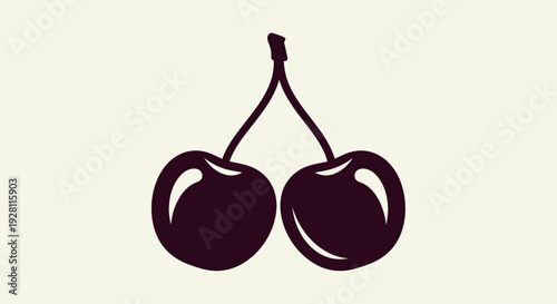 Illustration of Two Cherries on Stem.