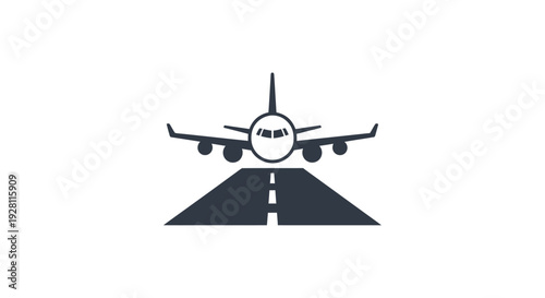 Airplane Taking Off on Runway Track.