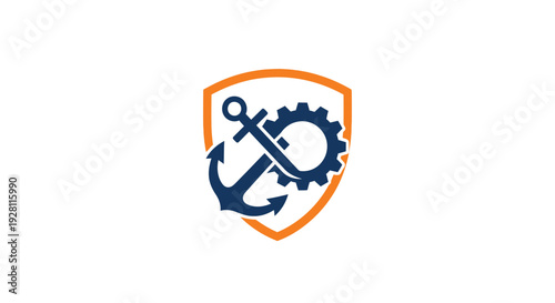 Anchor gear logo emblem symbol.