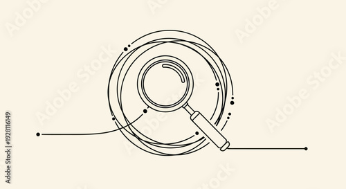 Magnifying Glass Examining Circular Diagram.