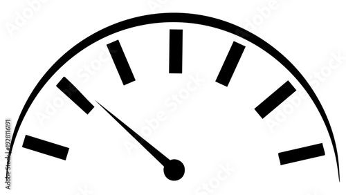 Black and white speedometer gauge icon for measurement and performance concept illustration