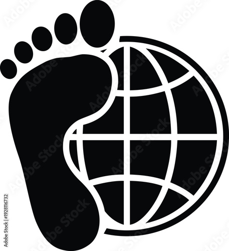 Footprint and globe icon