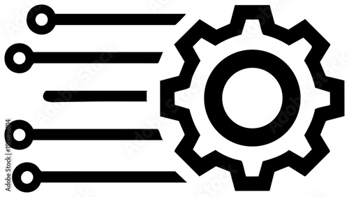 Digital Automation Technology Gear Icon for Industrial Software Engineering and Advanced Machine Systems