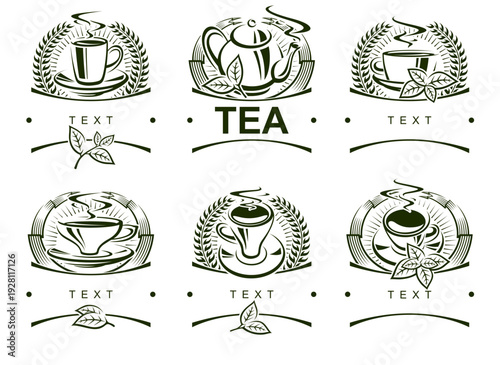 Tea label and icon set. Collection tea icons. Vector