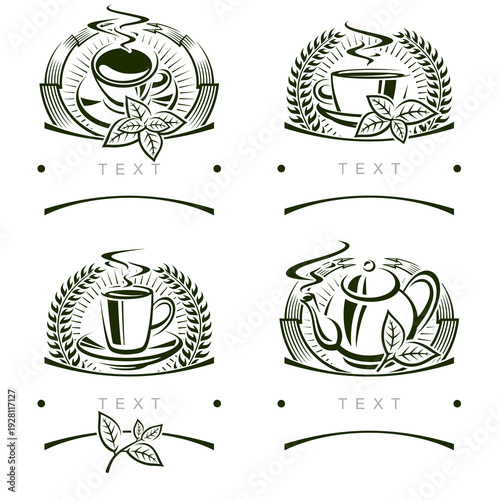 Tea label and icon set. Collection tea icons. Vector