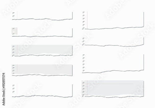 Collection of torn paper edges and textured graphic design elements, ideal for scrapbooking, journaling, and vintage-inspired projects