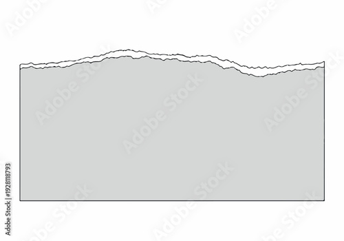 Torn Paper Effect A Realistic Illustration of a Light Gray Sheet with a Jagged, Unevenly Torn Edge, Perfect for Graphic Design and Collage