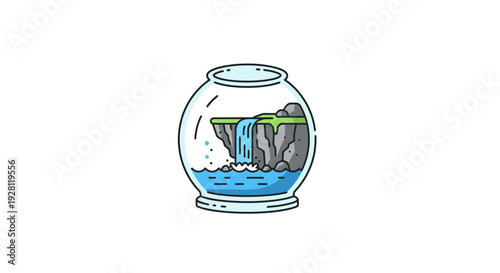 Fish bowl with water and rocks.