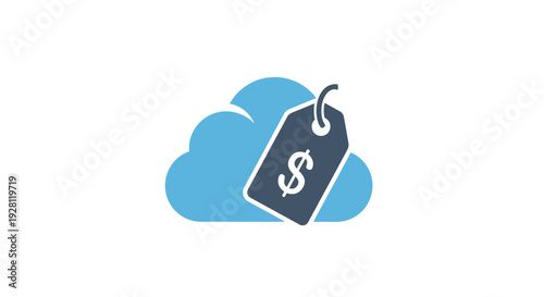 Dollar Sign Tag on Cloud Icon.