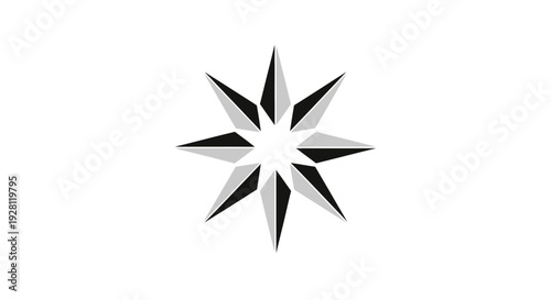 Black and White Star Shape Icon.