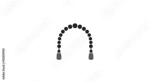 Black Beads with Tassels on String.