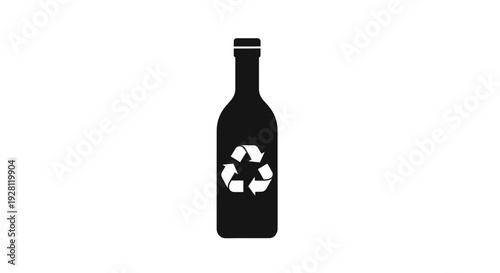 Black bottle with recycling symbol.