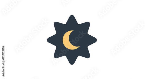 Black star with crescent moon symbol.