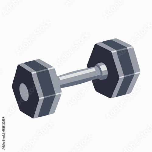 Hexagonal dumbbell for strength training a fitness equipment essential in a stylized vector illustration against a clean backdrop
