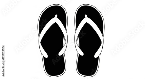Pair of black flip-flops with white straps, perfect for summer vacation and beach relaxation.