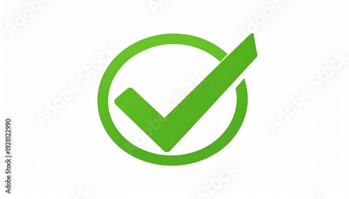 A green checkmark symbol in a circle on a white background