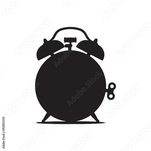 Black Alarm clock silhouette vector illustration on white background
